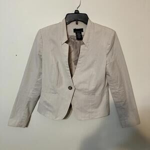 Attention Women's Office Wear Beige Pinstripe Preppy Chic Blazer Women's Size 6